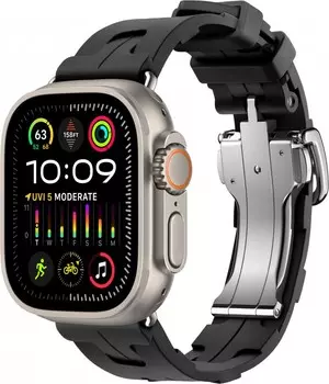 Apple Watch Ultra 2 Hermes GPS + Cellular, 49 мм, титановый корпус, резиновый ремешок черного цвета