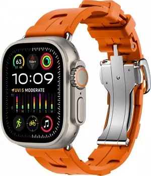 Apple Watch Ultra 2 Hermes GPS + Cellular, 49 мм, титановый корпус, резиновый ремешок оранжевого цвета
