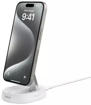 Беспроводное зарядное устройство Belkin Boost Charge Pro Convertible MagSafe Qi2, 15 Вт, белый