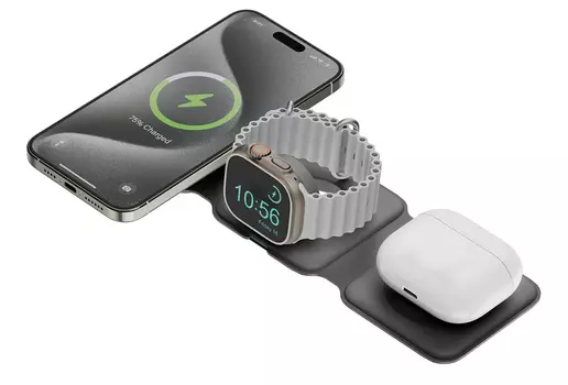 Беспроводное зарядное устройство EnergEA Bazic GoMag Trio USB-C, 15 Вт, серый