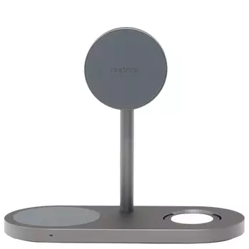 Беспроводное зарядное устройство restore: hello, world! Powerbase 3-in-1, серый