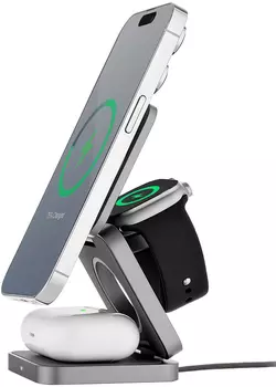 Беспроводное зарядное устройство uBear Balance 3в1, 30 Вт, серый