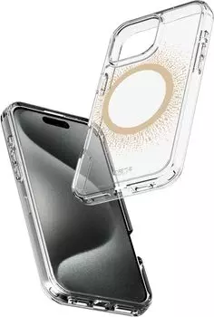 Чехол AVANA Aura для iPhone 16 Pro MagSafe, прозрачный+золотой