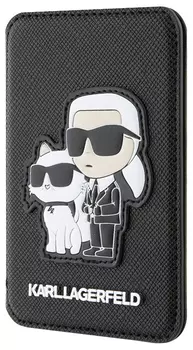 Чехол-бумажник Karl Lagerfeld Saffiano & Choupette Cardslot MagSafe, черный