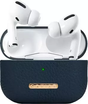 Чехол Caviar Leather Case для Airpods Pro 2, кожа, тёмносиний