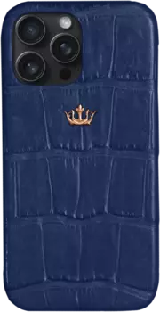 Чехол Caviar Leather Case для iPhone 15 Pro Мах, кожа, темно-синий