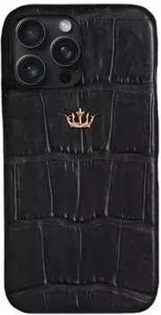 Чехол Caviar Leather Case для iPhone 16 Pro Мах, кожа, черный