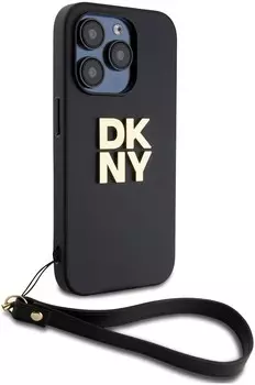 Чехол DKNY Stack с ремешком для iPhone 15 Pro, черный