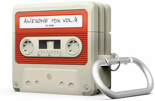 Чехол Elago Unique Cassette Tape для AirPods 4, силикон, белый+красный