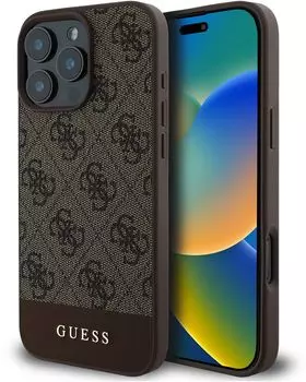 Чехол Guess Bottom для iPhone 16 Pro Max, коричневый