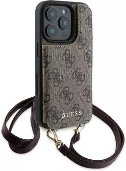 Чехол Guess Crossbody MagSafe для iPhone 16 Pro Max, коричневый