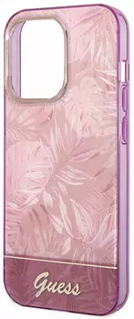 Чехол Guess Jungle Electroplated для iPhone 14 Pro Max, розовый