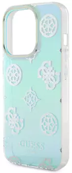 Чехол Guess Peony glitter для iPhone 15 Pro Max, бирюзовый