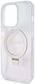 Чехол Guess Script Ring для iPhone 15 Pro Max MagSafe, прозрачный