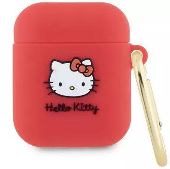 Чехол Hello Kitty 3D Head для Airpods 1/2, фуксия