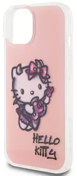 Чехол Hello Kitty Graffiti Guitar для iPhone 15, розовый