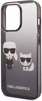 Чехол Karl Lagerfeld & Choupette для iPhone 14 Pro, черный градиент