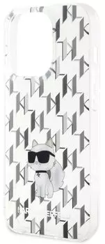 Чехол Karl Lagerfeld Monogram Choupette для iPhone 15 Pro, прозрачный