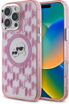 Чехол Karl Lagerfeld Monogram NFT & Choupette MagSafe для iPhone 16 Pro Max, розовый