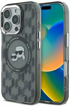 Чехол Karl Lagerfeld Monogram NFT & Choupette MagSafe для iPhone 16 Pro Max, черный