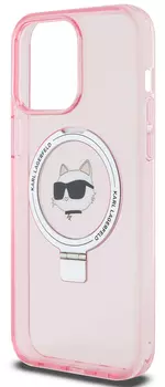 Чехол Karl Lagerfeld NFT Choupette Ring для iPhone 15 Pro Max MagSafe, розовый