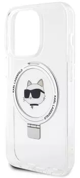 Чехол Karl Lagerfeld NFT Choupette Ring для iPhone 15 Pro MagSafe, белый