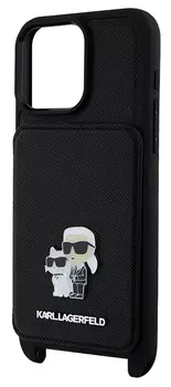 Чехол Karl Lagerfeld Saffiano Crossbody & Choupette Cardslot для iPhone 15 Pro, черный