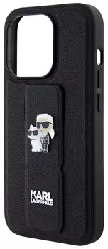 Чехол Karl Lagerfeld Saffiano GripStand & Choupette для iPhone 15 Pro, черный