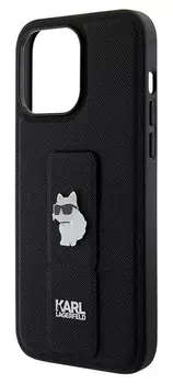 Чехол Karl Lagerfeld Saffiano GripStand Choupette для iPhone 15 Pro, черный