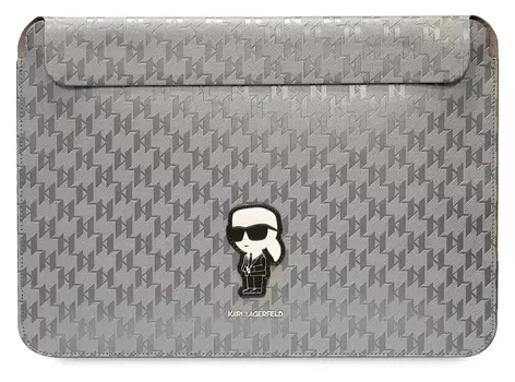 Чехол-конверт Karl Lagerfeld Saffiano Sleeve Monogram Ikonik для ноутбуков 14", серебряный