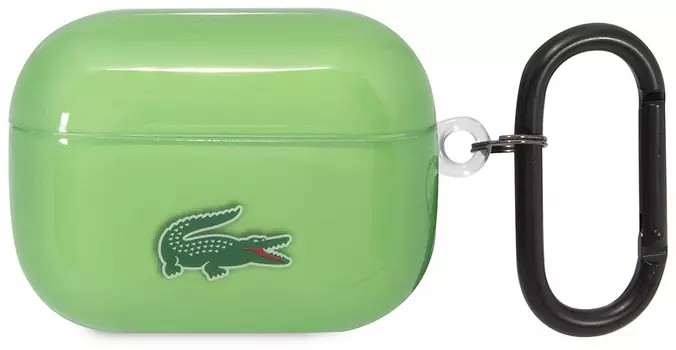 Чехол Lacoste Croc Logo для AirPods Pro, пластик, прозрачный/зеленый