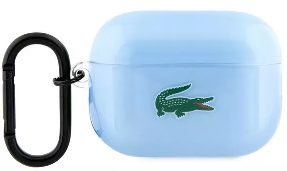 Чехол Lacoste Croc Logo для AirPods Pro 2, силикон, прозрачный/голубой