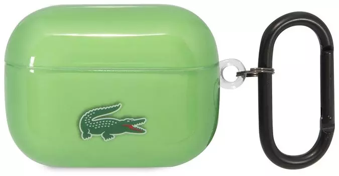 Чехол Lacoste Croc Logo для AirPods Pro, пластик, прозрачный/зеленый