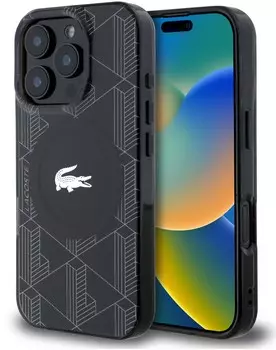 Чехол Lacoste Double Blend MagSafe для iPhone 16 Pro Max, черный
