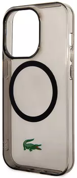 Чехол Lacoste Hard Logo для iPhone 15 Pro Max MagSafe, прозрачный/черный