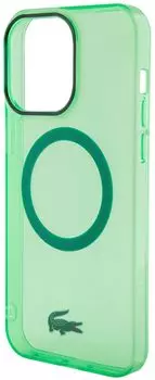 Чехол Lacoste Hard Logo для iPhone 15 Pro MagSafe, прозрачный/зеленый