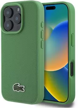 Чехол Lacoste Iconic Woven MagSafe для iPhone 16 Pro Max, зеленый