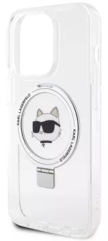 Чехол Karl Lagerfeld NFT Choupette Ring для iPhone 15 Pro MagSafe, белый