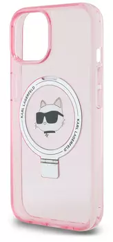 Чехол Karl Lagerfeld NFT Choupette Ring для iPhone 15 MagSafe, розовый