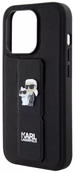 Чехол Karl Lagerfeld Saffiano GripStand & Choupette для iPhone 15 Pro, черный