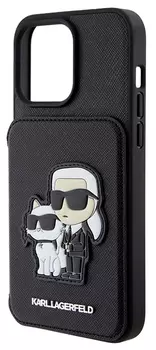 Чехол Lagerfeld Saffiano Karl & Choupette Cardslot для iPhone 15 Pro Max, черный