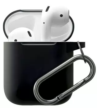 Чехол moonfish для футляра AirPods, силиконовый с карабином, серый