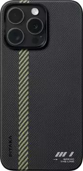 Чехол Pitaka Fusion Break the Line MagEZ Case 5 для iPhone 15 Pro, кевлар, черный