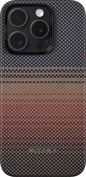 Чехол Pitaka Fusion Weaving MagEZ Case 5 для iPhone 15 Pro Max, кевлар, синий/коричневый