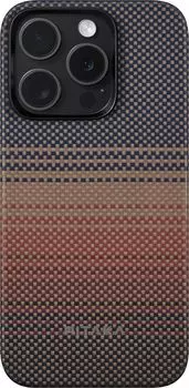 Чехол Pitaka Fusion Weaving MagEZ Case 5 для iPhone 15 Pro, кевлар, синий/коричневый