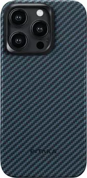 Чехол Pitaka MagEZ 4 Case для iPhone 15 Pro, кевлар, сине-черный