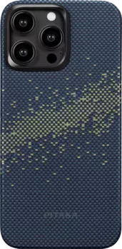 Чехол Pitaka MagEZ 4 StarPeak для iPhone 15 Pro, кевлар, синий/зеленый
