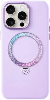 Чехол PYNANA Dancing Circle Series MagSafe для iPhone 16 Pro, фиолетовый