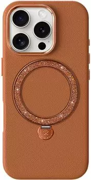 Чехол PYNANA Dancing Circle Series MagSafe для iPhone 16 Pro Max, коричневый