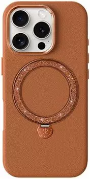 Чехол PYNANA Dancing Circle Series MagSafe для iPhone 16 Pro, коричневый